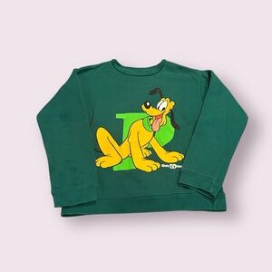 Kids Disney Green Pluto Dog Crewneck Sweatshirt Size 11/12